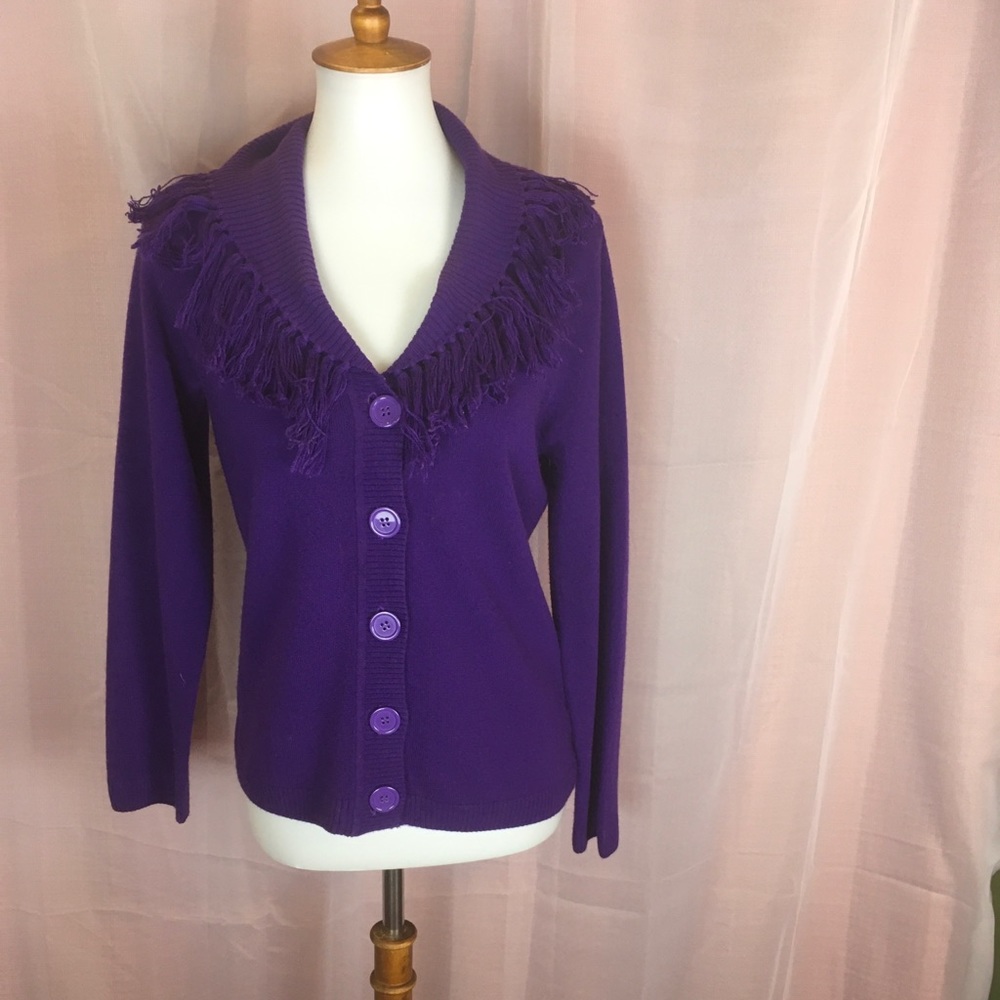 Choices Purple Fringe Cardigan MP FREE SHIP